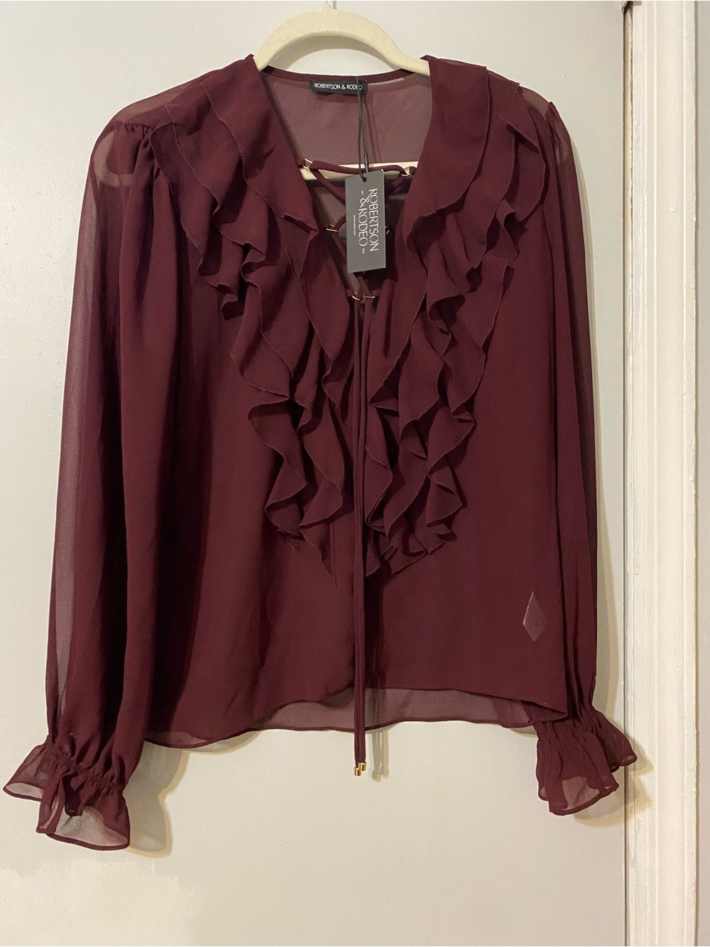NWT {Robertson + Rodeo | Mixology} Chloe Ruffle Top | Sangria ~ Size Medium